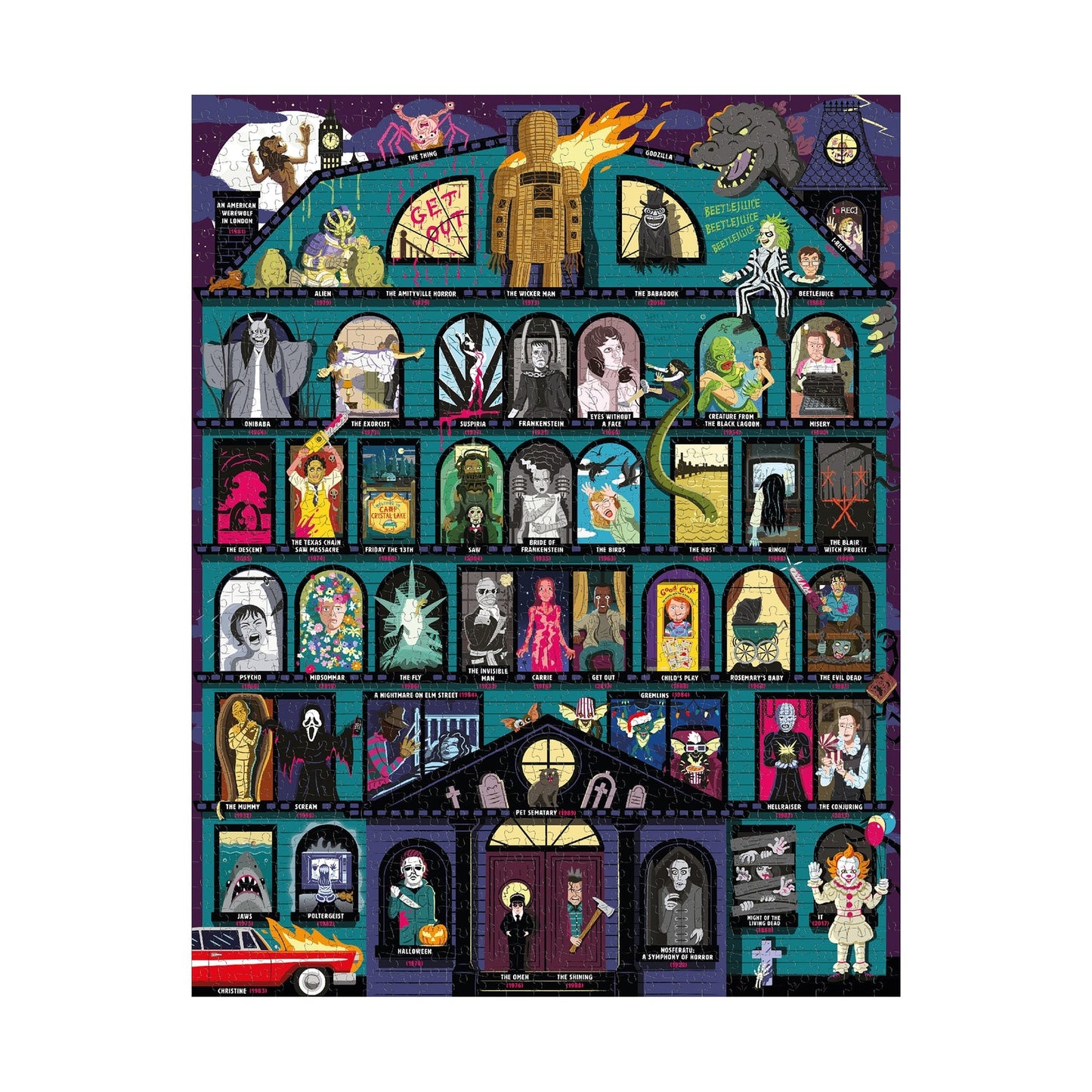 50 Must-Watch Scary Movies Bucket List 1000-piece Puzzle